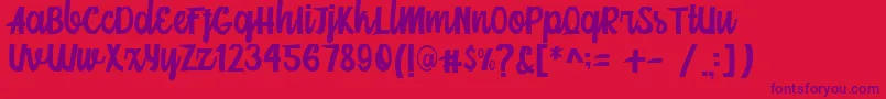 Mainstream Script-Schriftart – Violette Schriften auf rotem Hintergrund