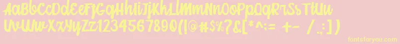 Mainstream Script Font – Yellow Fonts on Pink Background