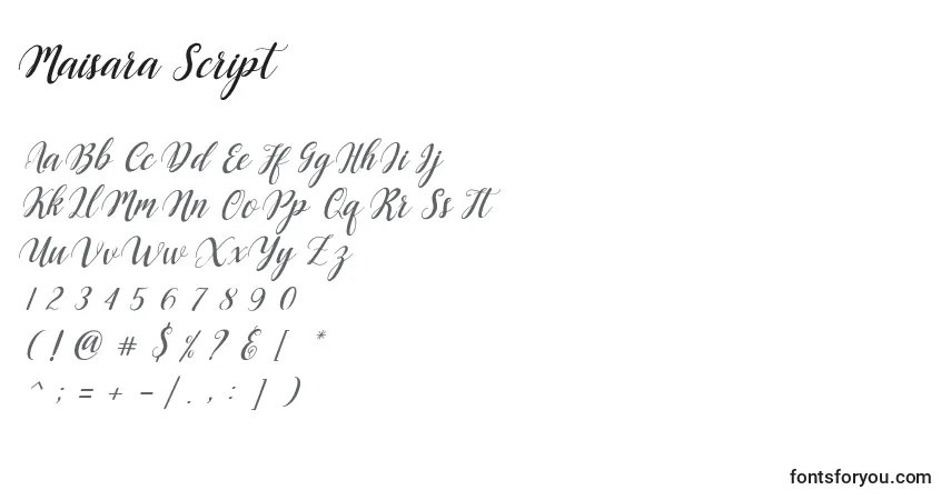 Schriftart Maisara Script – Alphabet, Zahlen, spezielle Symbole