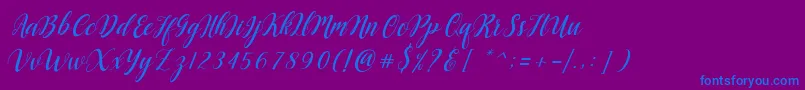 Maisara Script Font – Blue Fonts on Purple Background