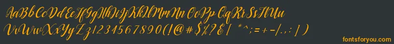Maisara Script Font – Orange Fonts on Black Background