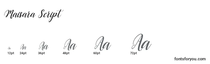 Maisara Script Font Sizes