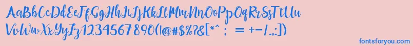 maisha script Demo-Schriftart – Blaue Schriften auf rosa Hintergrund