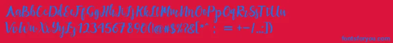 maisha script Demo Font – Blue Fonts on Red Background