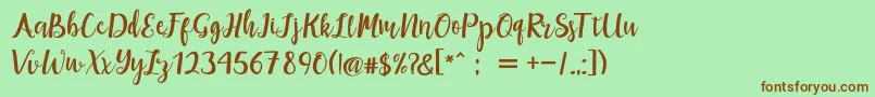 maisha script Demo Font – Brown Fonts on Green Background