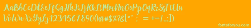 maisha script Demo-Schriftart – Grüne Schriften auf orangefarbenem Hintergrund