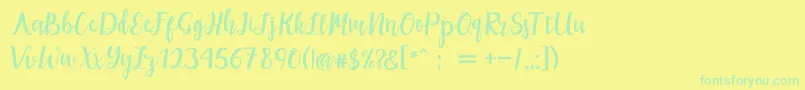 maisha script Demo Font – Green Fonts on Yellow Background