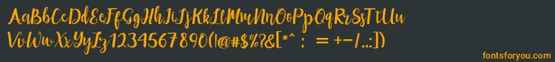 maisha script Demo-Schriftart – Orangefarbene Schriften auf schwarzem Hintergrund