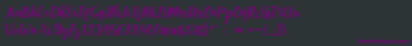 maisha script Demo-fontti – violetit fontit mustalla taustalla