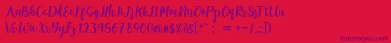 Fonte maisha script Demo – fontes roxas em um fundo vermelho