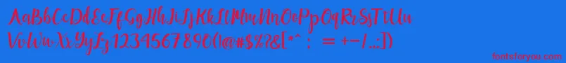 maisha script Demo Font – Red Fonts on Blue Background