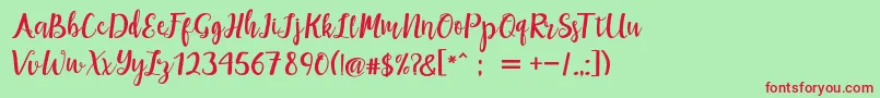 maisha script Demo Font – Red Fonts on Green Background