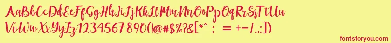 maisha script Demo Font – Red Fonts on Yellow Background