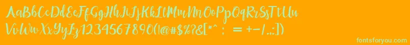 maisha script Demo-Schriftart – Grüne Schriften auf orangefarbenem Hintergrund