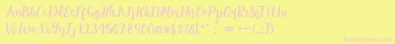 maisha script Demo-Schriftart – Rosa Schriften auf gelbem Hintergrund