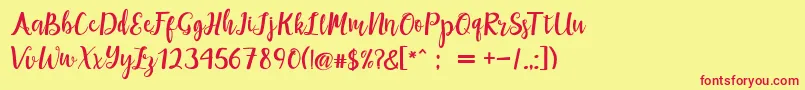 maisha script Demo Font – Red Fonts on Yellow Background