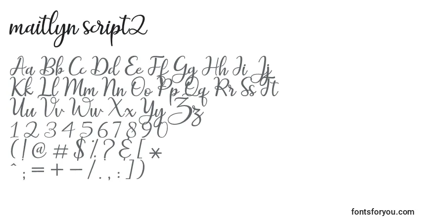Czcionka Maitlyn script2 – alfabet, cyfry, specjalne znaki