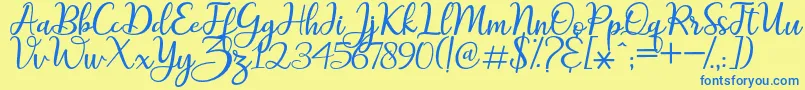 maitlyn script2 Font – Blue Fonts on Yellow Background