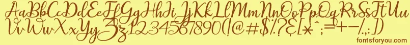 maitlyn script2 Font – Brown Fonts on Yellow Background