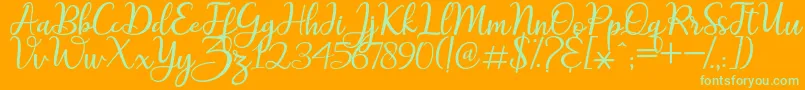 maitlyn script2 Font – Green Fonts on Orange Background