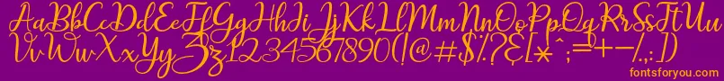 maitlyn script2 Font – Orange Fonts on Purple Background