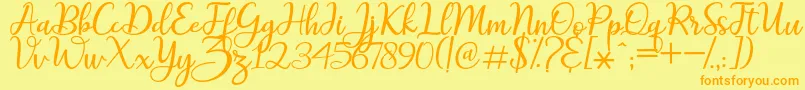 maitlyn script2-Schriftart – Orangefarbene Schriften auf gelbem Hintergrund
