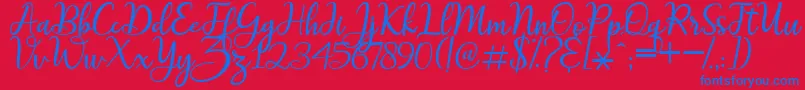 Czcionka maitlyn script2 – niebieskie czcionki na czerwonym tle