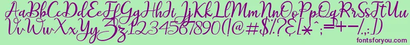 maitlyn script2 Font – Purple Fonts on Green Background