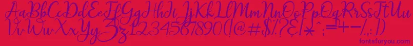 maitlyn script2 Font – Purple Fonts on Red Background