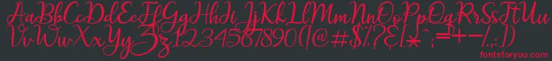 Fonte maitlyn script2 – fontes vermelhas em um fundo preto
