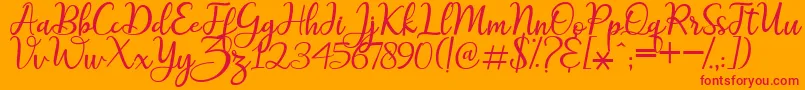 maitlyn script2 Font – Red Fonts on Orange Background