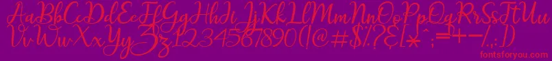 maitlyn script2 Font – Red Fonts on Purple Background