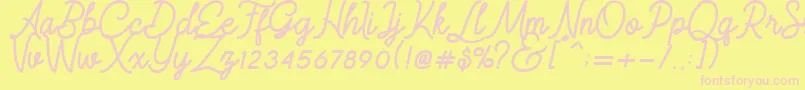 Czcionka Majestic Romance Regular – różowe czcionki na żółtym tle