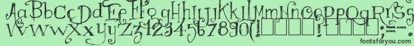 フォントMajestrick – 緑の背景に黒い文字