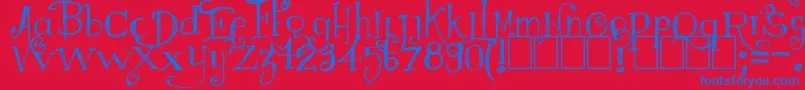 フォントMajestrick – 赤い背景に青い文字