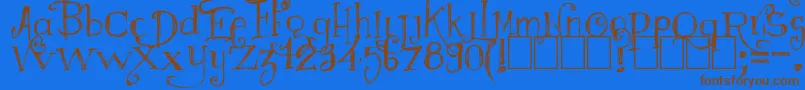 Czcionka Majestrick – brązowe czcionki na niebieskim tle