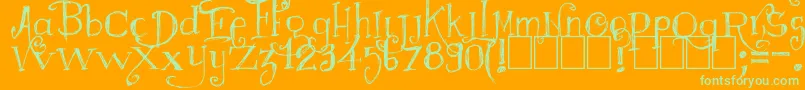 Шрифт Majestrick – зелёные шрифты на оранжевом фоне