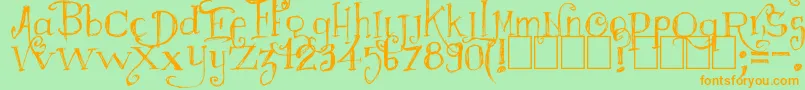 Majestrick Font – Orange Fonts on Green Background