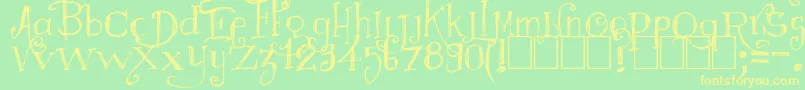 Weitere Informationen zur Majestrick-Schriftart Majestrick-Schriftart – Gelbe Schriften auf grünem Hintergrund