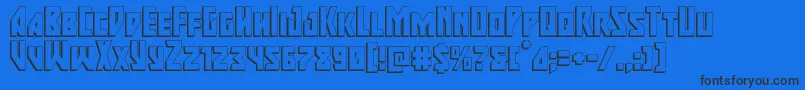 majorforce3d Font – Black Fonts on Blue Background