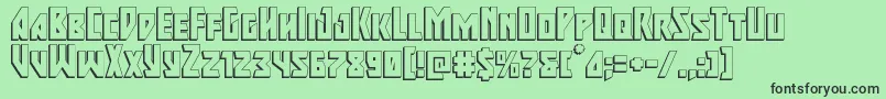 majorforce3d-fontti – mustat fontit vihreällä taustalla