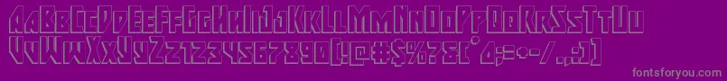 majorforce3d-fontti – harmaat kirjasimet violetilla taustalla