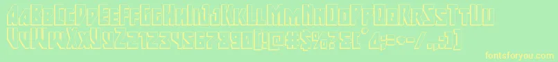 majorforce3d-fontti – keltaiset fontit vihreällä taustalla