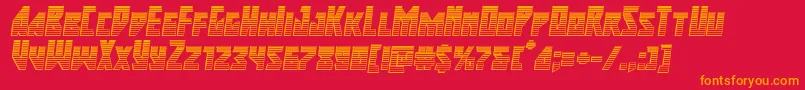 majorforcechromeital-Schriftart – Orangefarbene Schriften auf rotem Hintergrund
