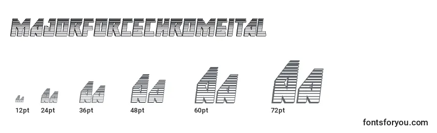 Größen der Schriftart Majorforcechromeital (133426)