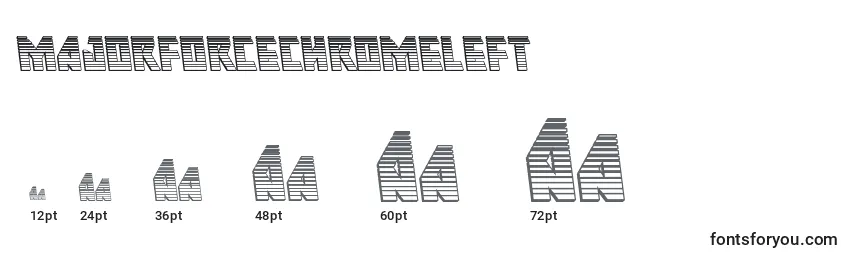 Размеры шрифта Majorforcechromeleft (133427)