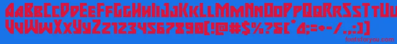 majorforceexpand Font – Red Fonts on Blue Background