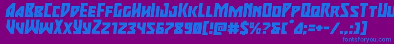 majorforceexpandital Font – Blue Fonts on Purple Background