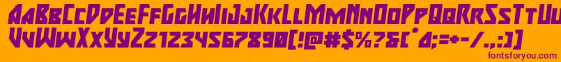 majorforceexpandital Font – Purple Fonts on Orange Background