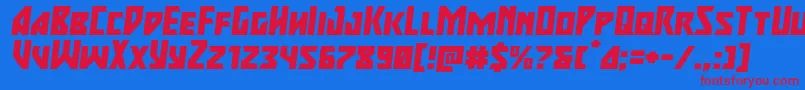 majorforceexpandital Font – Red Fonts on Blue Background